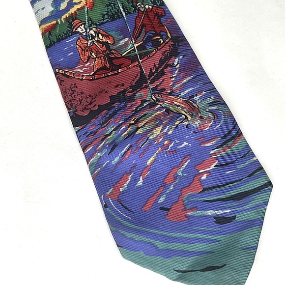GAP Canoe Fishing Tie, 100% Silk - Picture 2 of 4